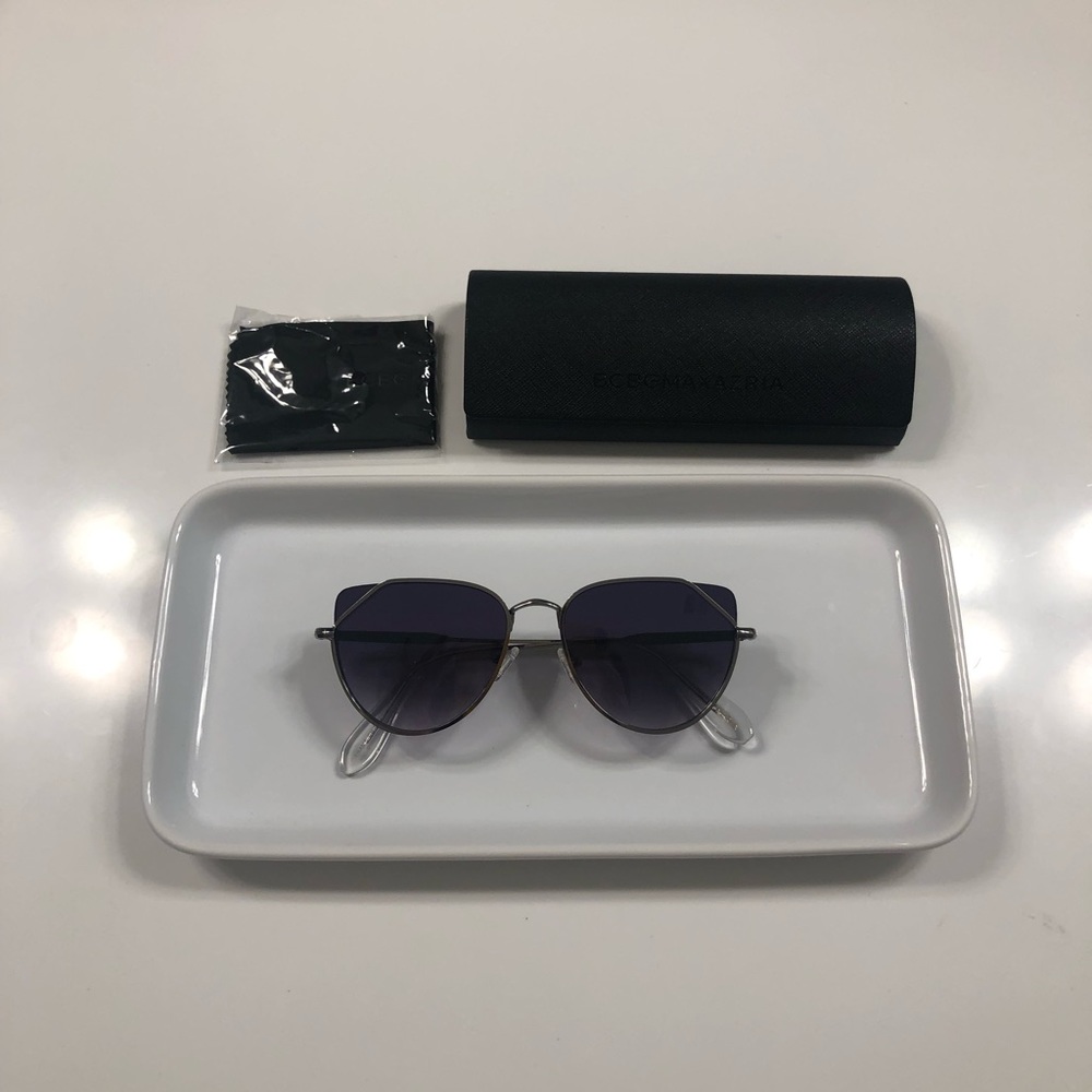 SOLD BCBGMAXAZRIA Lexi Shiny Light Gunmetal Cat Eye Sunglasses